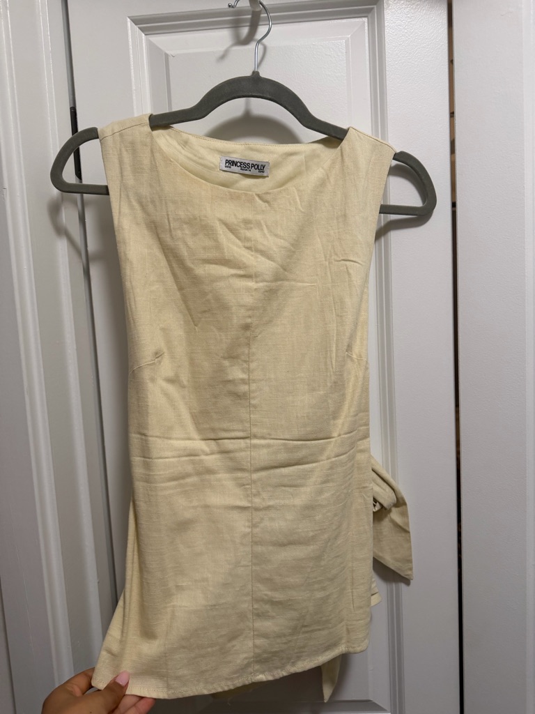 Princess Polly Pale Cream Sleeveless Tie-Back Top